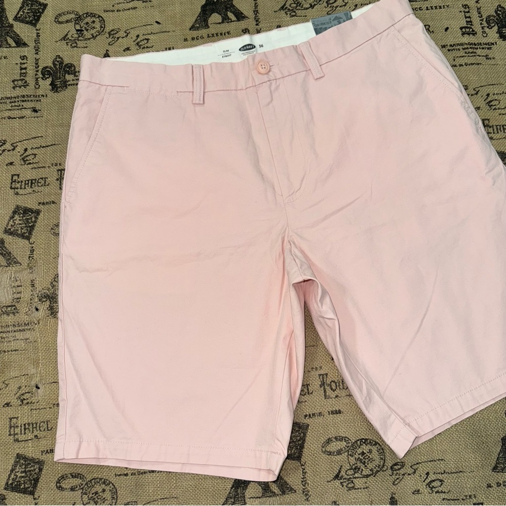 Old Navy NWT! Men's Slim Etroit Pink Core Slim Blush Hue Short Size 36 - Picture 2 of 13